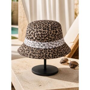 NWT The Hideout Clothing Co Brown Leopard Octagon Classic Bucket Hat Breathable